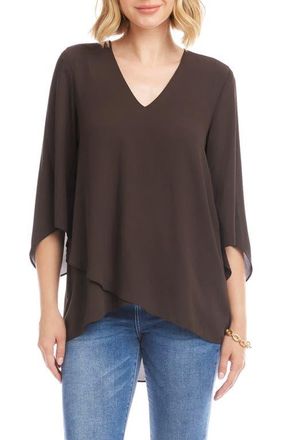 Karen Kane Asymmetrical Crepe Top in Dark Brown at Nordstrom, Size X-Small