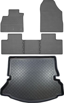 OEM Renault Grand Scenic Iv Van (5 Puertas) Desde Diciembre De 2016. Juego: Alfombrillas De Goma Para Coche + Alfombrilla Para Maletero