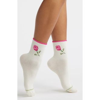 Stems Rose Grippy Crew Socks in Ivory at Nordstrom