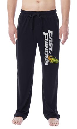 Intimo Fast & Furious Mens Action Movie Film Title Logo Sleep Pajama Pants, Black, XL
