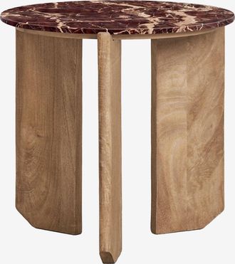 Sklum Pack De 2 Mesitas De Noche &Oslash;50 Cm En Piedra Natural Y Madera De Mango Lavinia Sklum