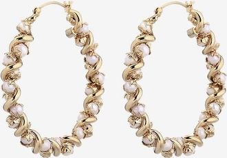 Gas Bijoux Goldene Creolen mit Perlen Eurydice Mod&egrave;le Moyen