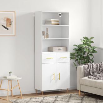 vidaXL Vidaxl - Aparador Alto Madera Contrachapada Blanco 69,5x34x180 Cm