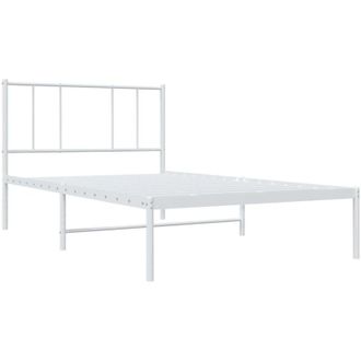 vidaXL Metal Bed Frame without Mattress with Headboard White 107x203cm vidaXL