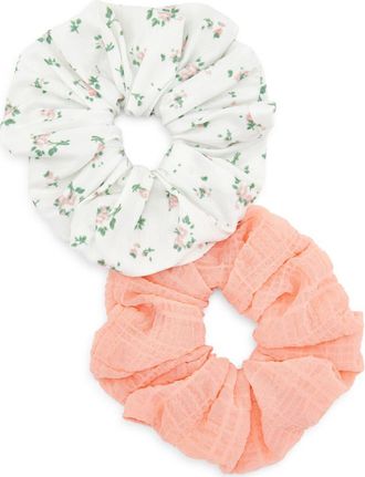 Tasha Assorted 2-Pack Scrunchies in Pink/Ivory at Nordstrom