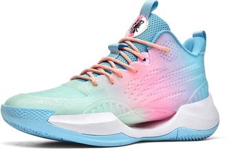 Generic Mens Basketball Shoes Breathable Mesh Anti Slip Wear-Resistant Youth Sports Running Training Boots Walking Shoes(Purple,3.5 UK)