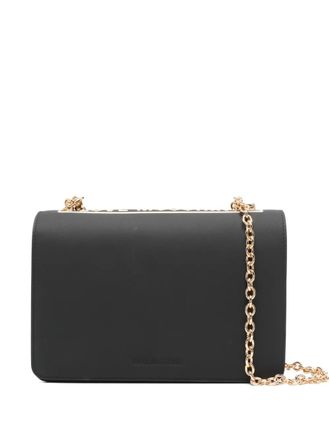 Love Moschino small logo-plaque shoulder bag - Black
