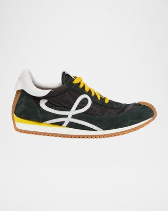 Loewe Mens Flow Runner 2.0 Nylon and Suede Low-Top Sneakers