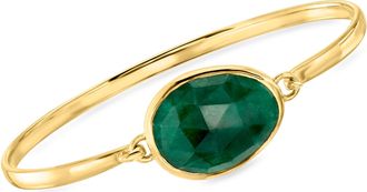 Ross-Simons Emerald Bangle Bracelet in 18kt Gold Over Sterling