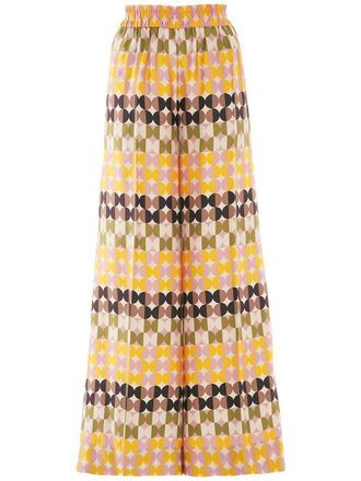 La DoubleJ Pantaloni a palazzo con stampa geometrica - Toni neutri