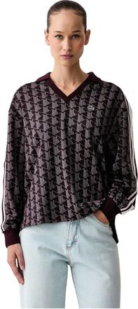 Lacoste Polo de manga larga con monograma jacquard oversize - Tops - Mujer - Marr&oacute;n - S