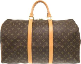 Louis Vuitton Tweedehands Canvas Louis Vuitton tassen - Dames - Vintage Weekendtas - Bruin - ONE Size - Vintage