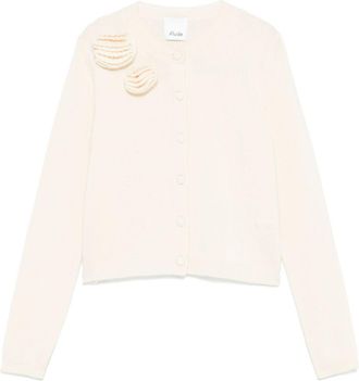 Allude floral-appliqu&eacute; cardigan - Neutrals