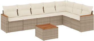 vidaXL Vidaxl - Juego De Sof&aacute;s De Jard&iacute;n Con Cojines Beige 8 Pzas Rat&aacute;n Pe