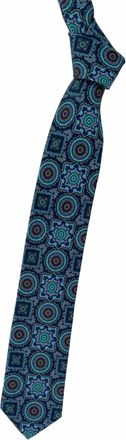 Robert Talbott Mens Medallion Best Of Class Woven Silk And Linen Tie In Navy, Teal And Bronze
