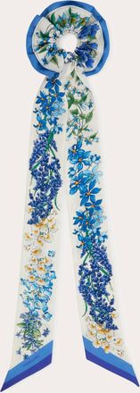 Ferragamo Women Spring print silk scrunchie with mini bandeau Blue