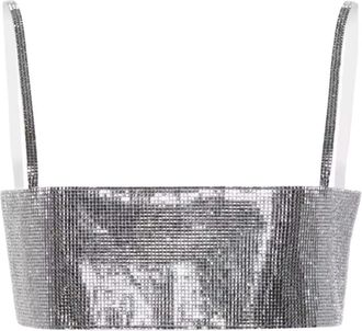 NU&Eacute; Kristalversierde metallic tanktop - Dames - Tops zonder mouwen - Grijs - M - Tops