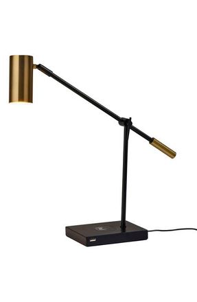 Adesso Collette Charging Desk Lamp in Black With Antique Brass at Nordstrom