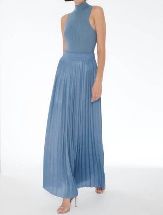 Toccin Dillon Pleated Maxi Skirt In Steel Blue