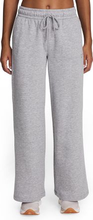 Reebok Womens Tonal Wide Leg Sweatpant, Standard Fit, 30 Inseam, Midweight Cotton-Poly Fabric, Grey Heather, M