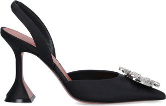 Amina Muaddi Rosie Crystal Bow Silk Pumps