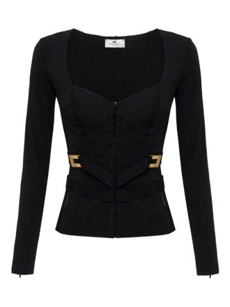 Elisabetta Franchi Structured Black Jacket With Gold-Tone Accents