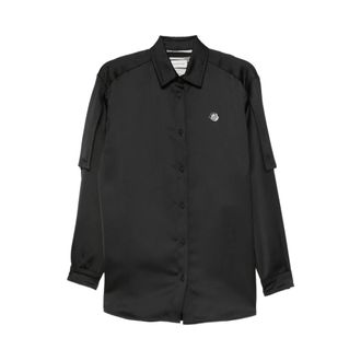 Moncler Satin Shirt - Blouses & Shirts - Mujer - Negro - S