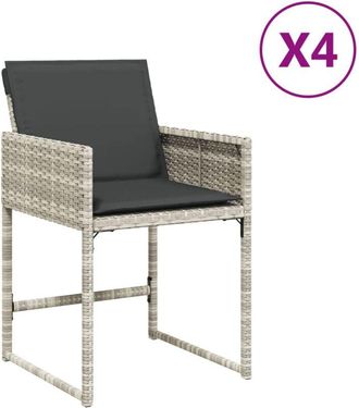 vidaXL Vidaxl - Sillones De Jard&iacute;n Con Cojines 4 Uds Rat&aacute;n Sint&eacute;tico Gris Claro
