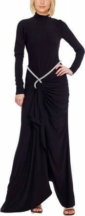 Badgley Mischka Long Sleeve Gown Dress In Black