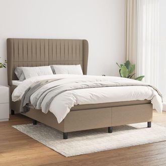 vidaXL Vidaxl - Cama Box Spring Con Colch&oacute;n Tela Gris Taupe 140x190 Cm