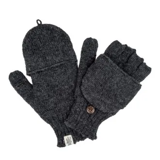Nirvanna Designs Bryant Fingerless Gloves w/ Flap in Charcoal at Nordstrom