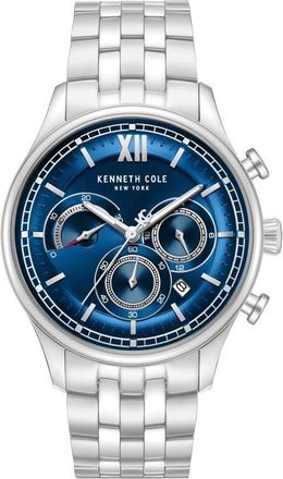 Kenneth Cole Multi-Function Chronograph Bracelet Watch in Blue/silver at Nordstrom