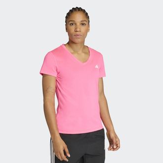 adidas T-Shirt ADIDAS PERFORMANCE ADIDAS WORKOUT ESSENTIALS MIT V-AUSSCHNITT, Damen, Gr. XL, lucid pink, Obermaterial: 93% Polyester, 7% Elasthan, V-Ausschni