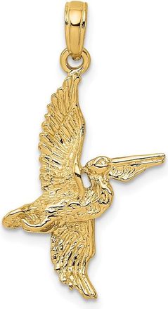 Diamond2Deal 14k Yellow Gold 3-D Pelican Flying Charm