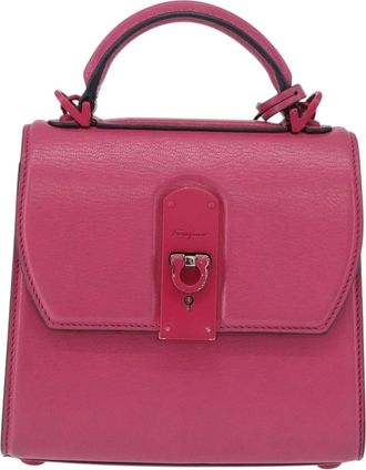 Ferragamo Boxyz Top Handle Leather Pink Leather Handbag (Pre-Owned)