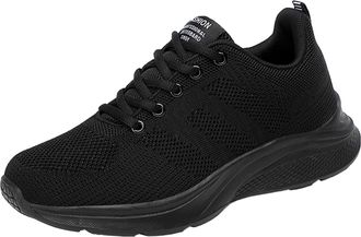 Generic 2026 Ladies Women Low Top Breathable Mesh Running Casual Sport Shoes (Black, 6.5)