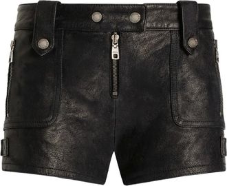 Dolce & Gabbana Shorts corti in pelle con zip e tasca - Nero