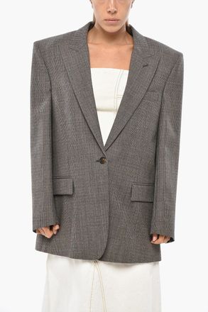 Stella McCartney Blazer Oversized Motivo Pied de Poule con Spalline Imbottite Stella McCartney
