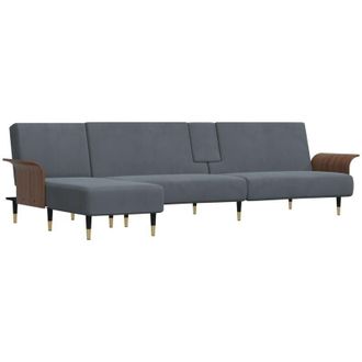vidaXL Sof&aacute; Cama En Forma De L Terciopelo Gris Oscuro 279x140x70 Cm Vidaxl