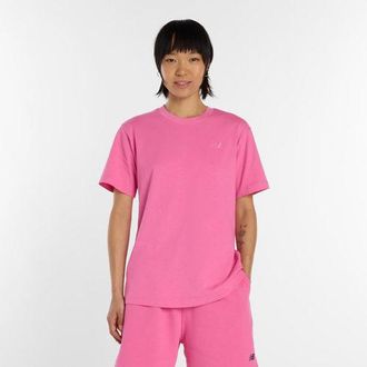 New Balance Womens Athletics Jersey T-Shirt in Pink Cotton Jersey, size X-Large