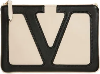 Valentino Garavani Medium Viva Superstar Leather Pouch in White/Black at Nordstrom