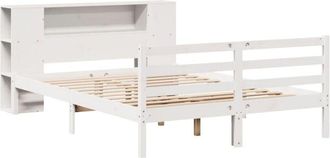 vidaXL Bookcase Bed without Mattress White 160x200 cm Solid Wood Pine Vidaxl