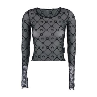 Marine Serre Mujer, Camisetas, Negro, Talla: S