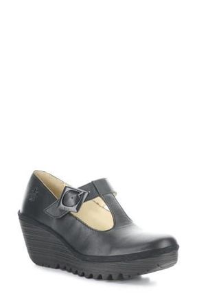 FLY London Yald Wedge Mary Jane Pump in 000 Black at Nordstrom Rack, Size 7-7.5Us / 38Eu