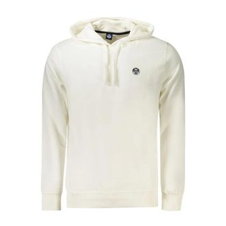 North Sails Hoodies, male, White, Size: 3XL White Cotton Crew Neck Sweater
