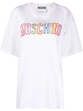 Moschino T-shirt met geborduurd logo - Wit