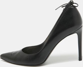 Stuart Weitzman Black Leather Bow Pointed Toe Pumps