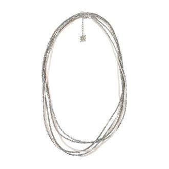 PANICALE Necklaces, female, Beige, Size: ONE SIZE Facetted Diamond Necklace in Silver and Nude