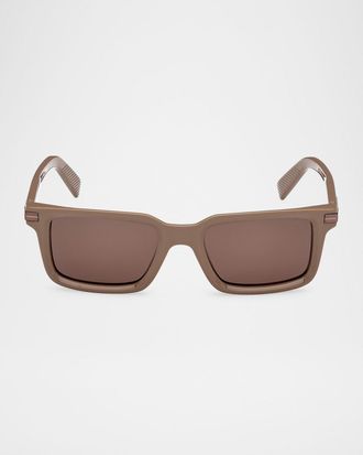 Ermenegildo Zegna Mens Rectangle Acetate Sunglasses