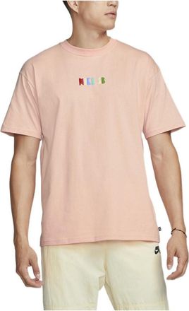 Nike Mens Nike Loose Logo Geometry Pattern Printing Sports Short Sleeve Orange Pink T-Shirt DQ1859-800
